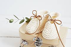 Detské topánky - Bavlnené papučky pre bábätko (krémová - 3 až 6 mes.) - 12083867_