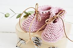 Detské topánky - Bavlnené papučky pre bábätko (staroružová - 3 až 6 mes.) - 12083878_