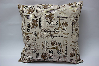 Úžitkový textil - Povlak na polštářek- Hnědá Paříž - 12083714_