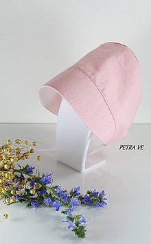 Detské čiapky - Detský ľanový čepček, svetloružový - 12084265_