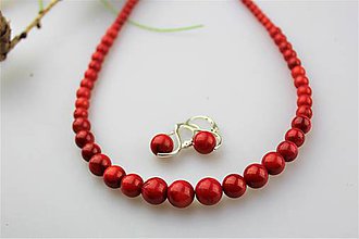 Sady šperkov - Koral náhrdelník a náušnice v striebre - 12087613_