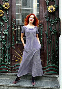 Šaty - Marina-bavlněné maxi šaty s kapsami - 12084802_