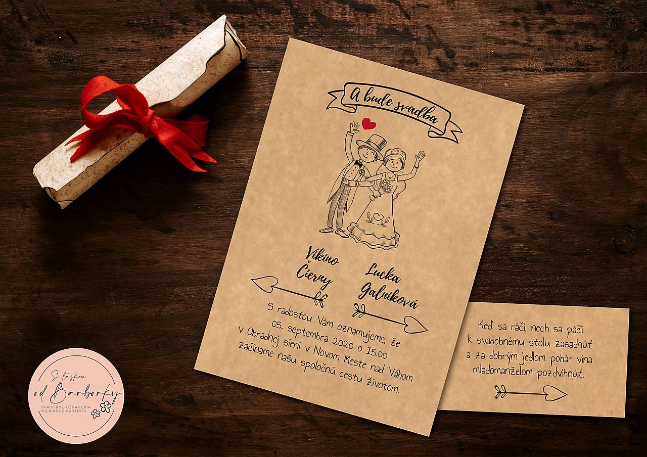Svadobné oznámenie kraftové #7 (Menovka na stôl (do Ačka))