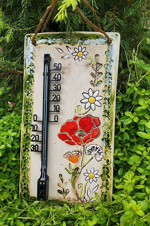 Tabuľky - Teplomer s kvetmi  - 12084661_