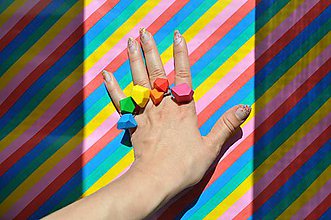 Prstene - set nastaviteľných prsteňov | rainbow | minimal - 12088133_