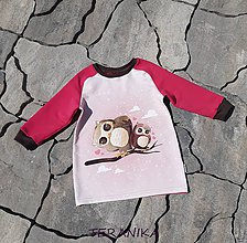 Detské oblečenie - Dívčí mikinošaty "zamilované sovičky"vel.86 - 12090868_