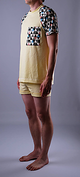 Pánske oblečenie - Pyžamo biobavlna: trenky a tričko krátky rukáv - 12090602_