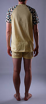 Pánske oblečenie - Pyžamo biobavlna: trenky a tričko krátky rukáv - 12090604_