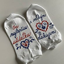 Ponožky, pančuchy, obuv - Maľované ponožky pre PANI UČITEĽKU (S veľkým srdcom (folk členkové BIELE)) - 12091273_