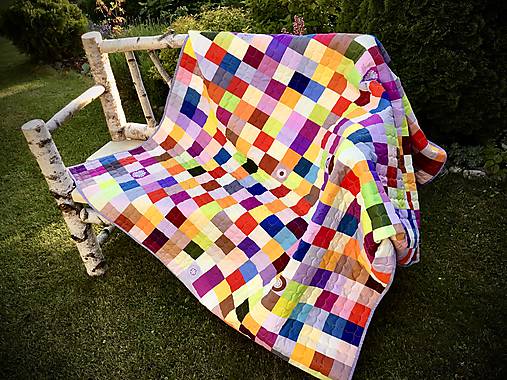 Úžitkový textil - Farebná patchwork deka - 12091401_
