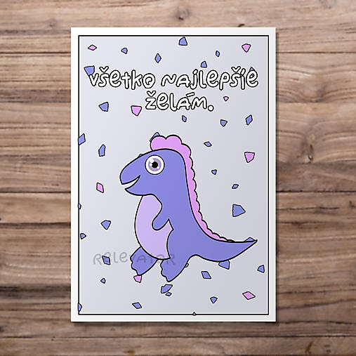 Papiernictvo - Dinosaurus - detská pohľadnica (tyranosaurus Rex) - 12090694_