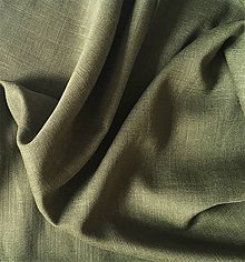 Textil - jednofarebný 80 % ľan + 20 % viskóza (rôzne farby) (olivovo zelená) - 12093927_