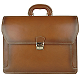 Pánske tašky - Veľká kožená aktovka ručne tieňovaná vo svetlo hnedej farbe s bohatou výbavou - 12093060_