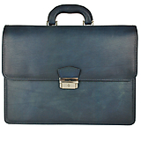 Pánske tašky - Praktická kožená aktovka v tmavo modrej farbe, ručne farbená a tieňovaná - 12093087_