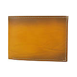 Peňaženky - Ručne tieňovaná kožená peňaženka, žltá farba - 12093482_