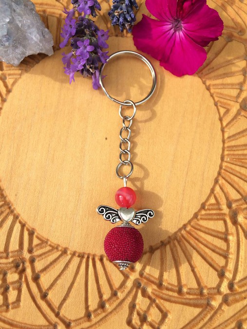 Kľúčenky - kľúčenka anjel  (Ružová) - 12093652_