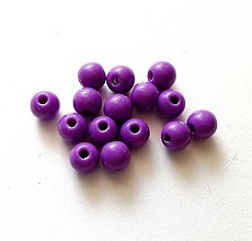 Korálky - Plastové korálky color 6 mm - 50 ks (16 - fialová tmavá) - 12095633_