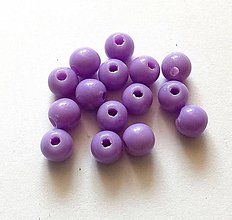 Korálky - Plastové korálky color 6 mm - 50 ks (17 - fialová) - 12095634_