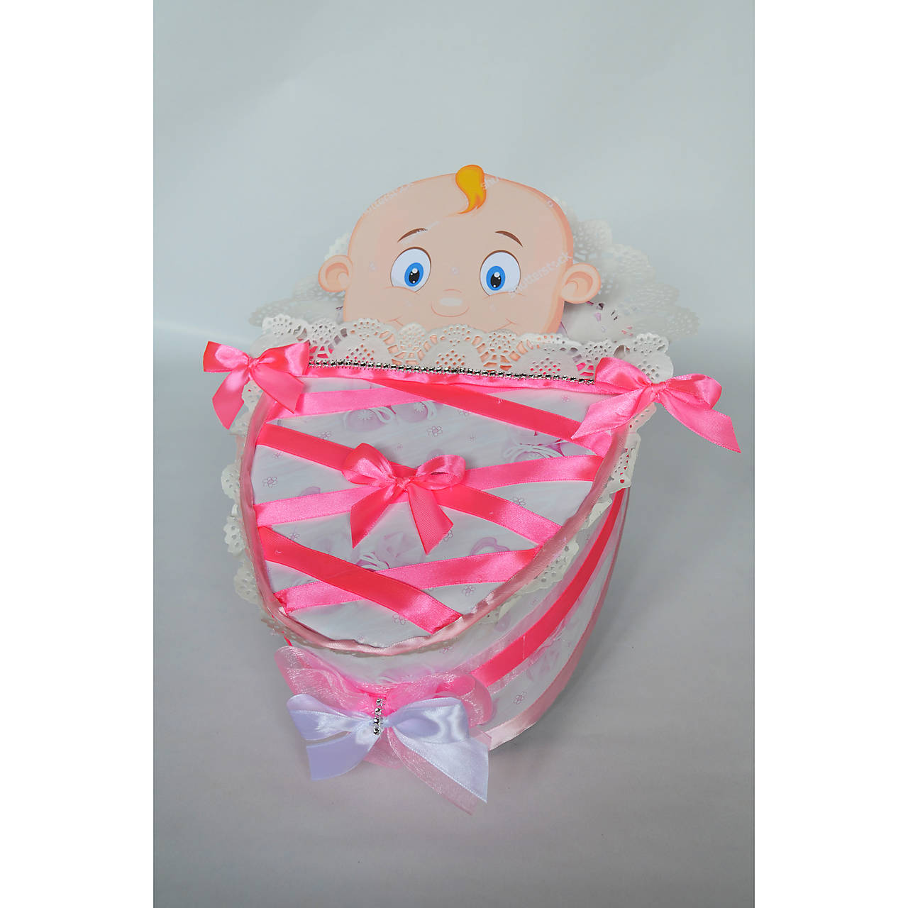 Plienková torta Bábätko - ružová (Veľkosť plienok č.0 (do 2,5kg))