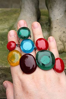 Prstene - Fusingový prsteň - Simple colours (Červená) - 12099478_