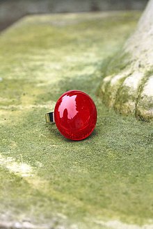 Prstene - Fusingový prsteň - Simple colours (Červená) (Veľký červený 2cm) - 12099503_