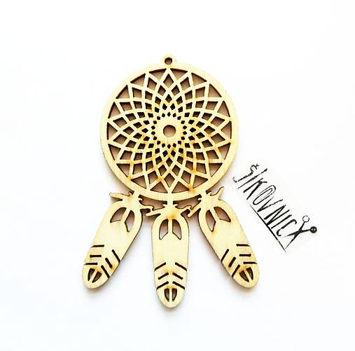Výrez z preglejky, lapač snov, 8x5,5 cm