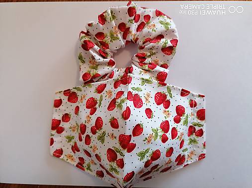 Rúška - Set 1vrstvové tvarované rúško s gumičkou _jahody - 12099172_