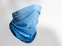 Šatky - Multifunkčná šatka - modrá bodkovaná s margarétami - 12101305_