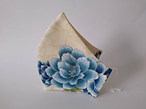 Rúška - Dizajnové rúško kvety modré tvarované dvojvrstvové - 12103218_