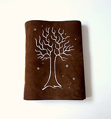 Papiernictvo - Kožený fotoalbum s kresbou stromu A5 - 12103408_