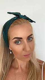 Ozdoby do vlasov - Luxusná saténová čelenka zelená - 12105356_