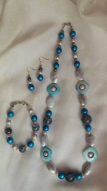 Sady šperkov - Set modro-sivý - 12104352_