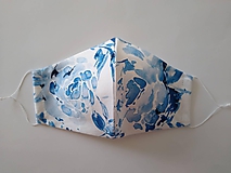 Rúška - Dizajnové rúško akvarel modré prémiová bavlna antibakteriálne s časticami striebra dvojvrstvové tvarované (Detské antibakteriálne vnútro) - 12105440_