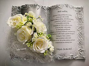Tabuľky - Svadobná kniha poďakovanie rodičom bielo-strieborná - 12108169_