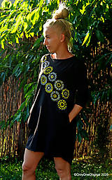 Šaty - Dámske šaty mini, oversize, šité, maľované, etno DUNA - 12105801_