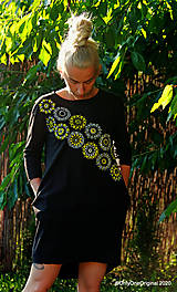 Šaty - Dámske šaty mini, oversize, šité, maľované, etno DUNA - 12105803_