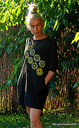Šaty - Dámske šaty mini, oversize, šité, maľované, etno DUNA - 12105806_