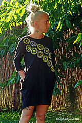 Šaty - Dámske šaty mini, oversize, šité, maľované, etno DUNA - 12105809_