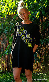 Šaty - Dámske šaty mini, oversize, šité, maľované, etno DUNA - 12105827_