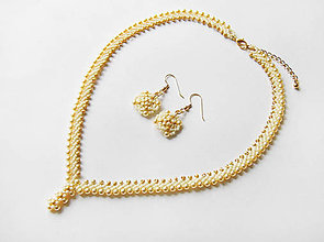 Sady šperkov - Šitý zlato-béžový set - 12107299_