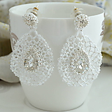 Náušnice - Čipkované svadobné náušnice (Ag925) (Biela zo Swarovski kryštálmi) - 12110728_