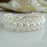 Náramky - Svadobný perlový náramok (Ag925) (Biele perly) - 12110784_