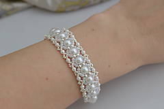 Náramky - Svadobný perlový náramok (Ag925) (Biele perly) - 12110786_