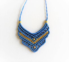 Náhrdelníky - Macrame prívesok, macramé náhrdelník modrý - 12109430_