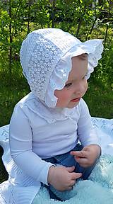 Detské čiapky - Baby čepiec Madeira volánik  (krajka) - 12108601_