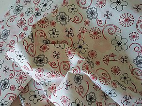 Textil - Bavlnené látky (Smotanovy podklad s červeným) - 12108893_