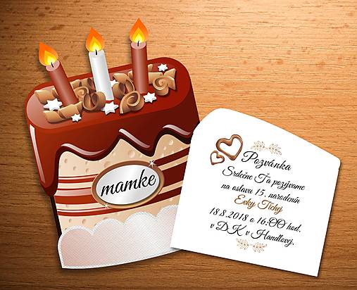 Papiernictvo - netradičná 3D pozvánka na oslavu- torta so zákuskom (Hnedá) - 12113494_