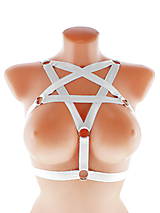 Spodná bielizeň - women body harness, postroj gothic pentagram gothic postroj na telo body harness open bra ST3 (Oranžová) - 12115071_
