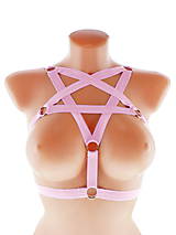 Spodná bielizeň - women body harness, postroj gothic pentagram gothic postroj na telo body harness open bra ST3 (Oranžová) - 12115072_