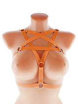 Spodná bielizeň - women body harness, postroj gothic pentagram gothic postroj na telo body harness open bra ST3 (Oranžová) - 12115076_